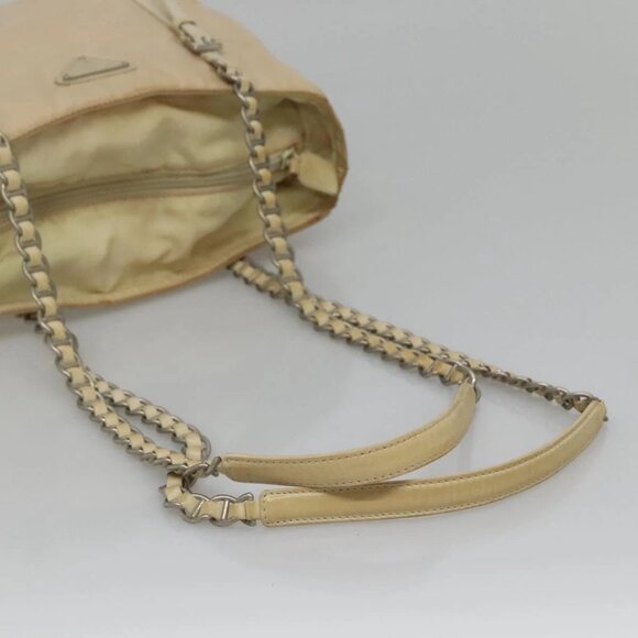 PRADA Chain Shoulder Bag Nylon Ivory Silver Auth 137031 - Picture 8 of 16